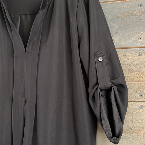 EUC Max Studio Flowy Black Shirt Dress with Tab Long Sleeves S - Picture 5 of 11